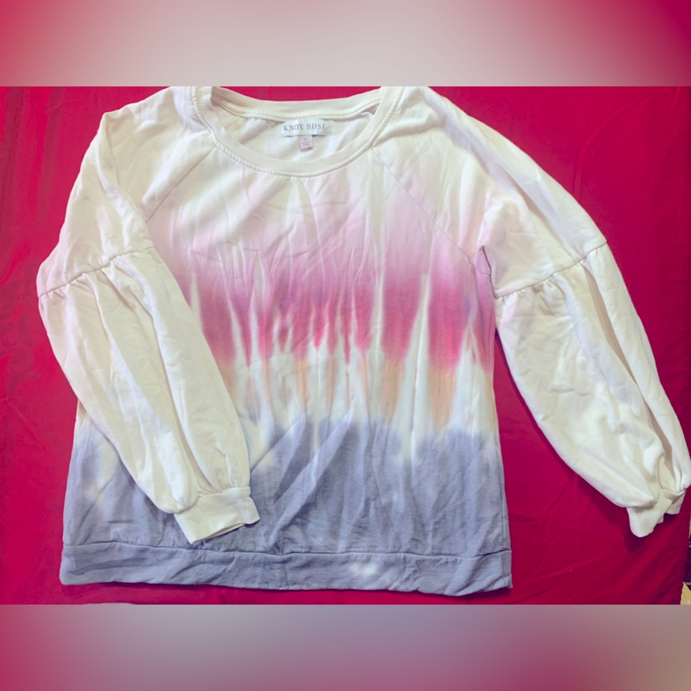 KNOX ROSE Ballon Sleeve Sweatshirt Size XL Multicolor Tye Dye